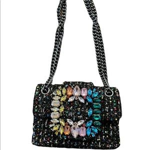 Kurt Geiger Tweed Purse with Gemstones